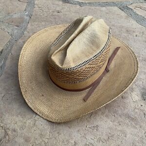 Vintage American Hat Co Straw Cowboy Hat 6 5/8 Distressed Made In Texas USA